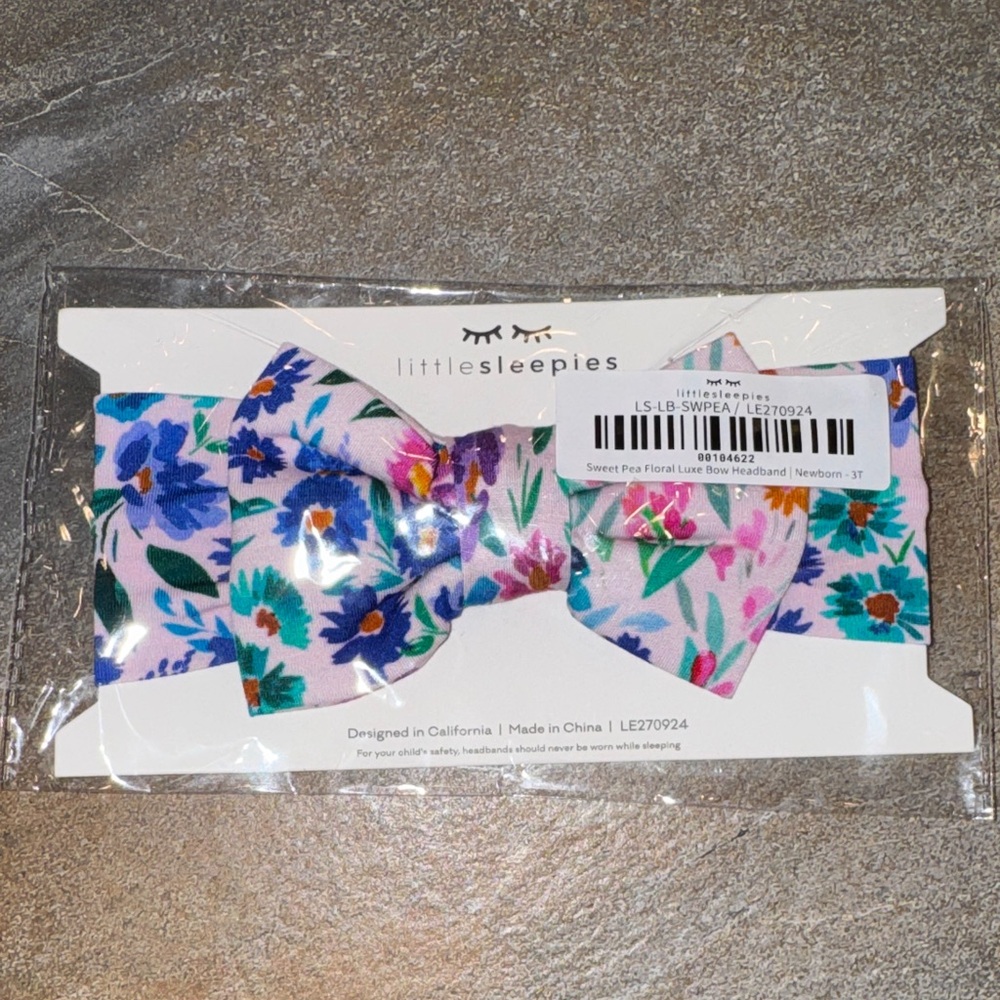 Little Sleepies Bamboo Sweet Pea Floral Bow Headband for infants